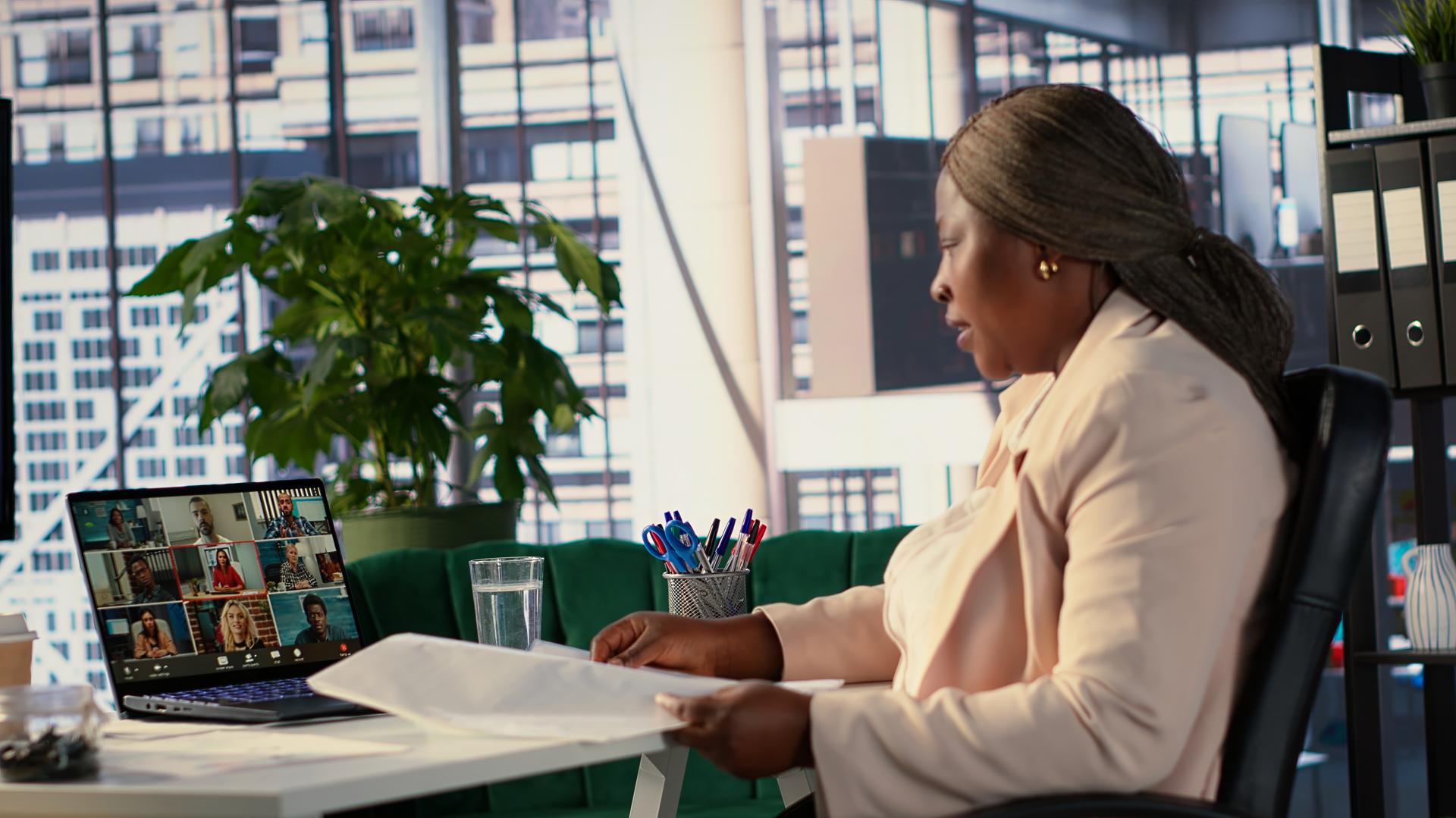 Woman looking at her laptop
